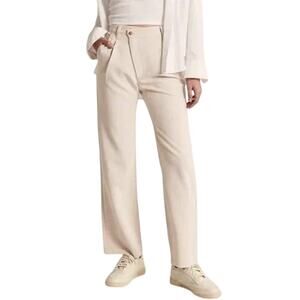 Abercrombie & Fitch Tailored High Rise Crossover Waist Pants Minimalist Ivory 28